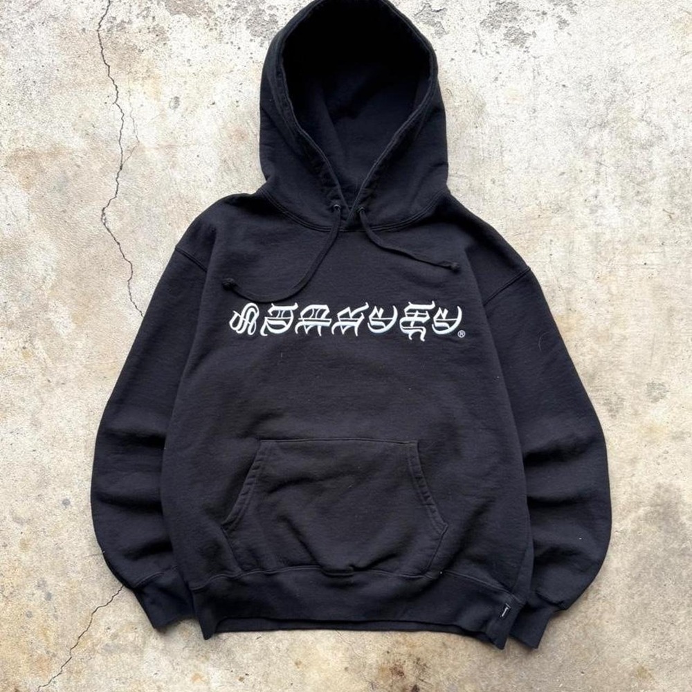 Supreme Old English Logo Hoodie Black Mens Small Y2K Made in Canada Streetwear